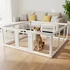 [US Local Warehouse] 12-Panel Clear Acrylic Indoor Dog Playpen 23.6 Inch-H Whelping Crate Kennel Cage Enclosure with Door Easy Assemble Pet Fence Transparent Pet Pen for Small Animals Bunny Rabbit Ferret