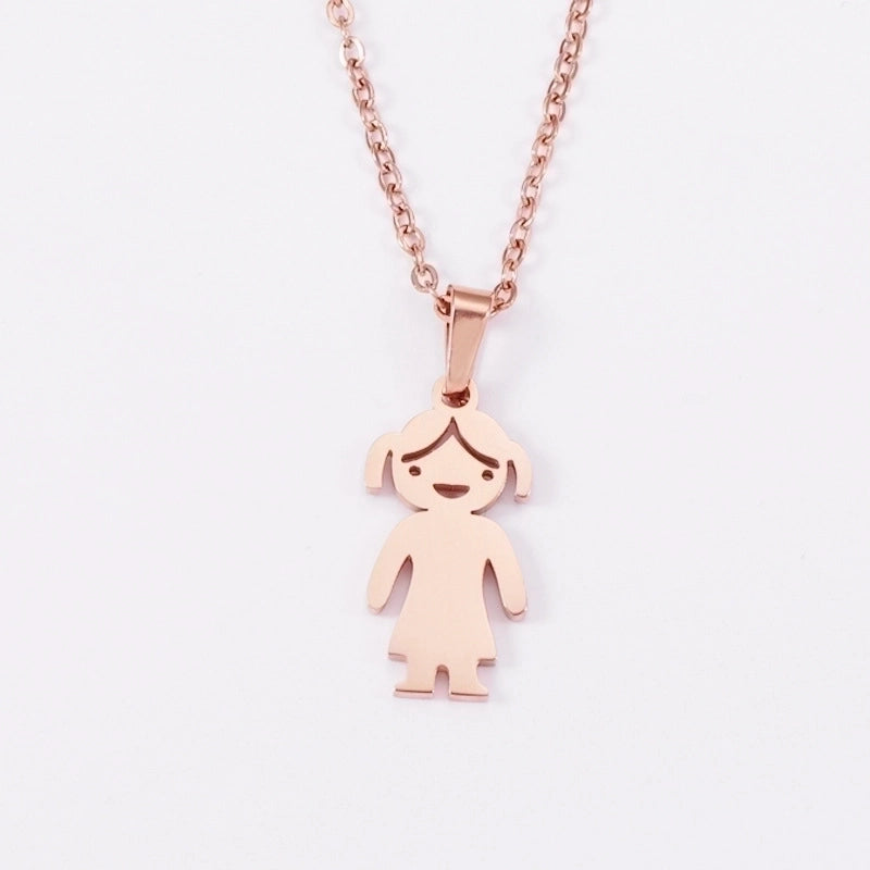 Stainless Steel 18K Gold Plated Casual Cute Polishing Plating Human None Pendant Necklace