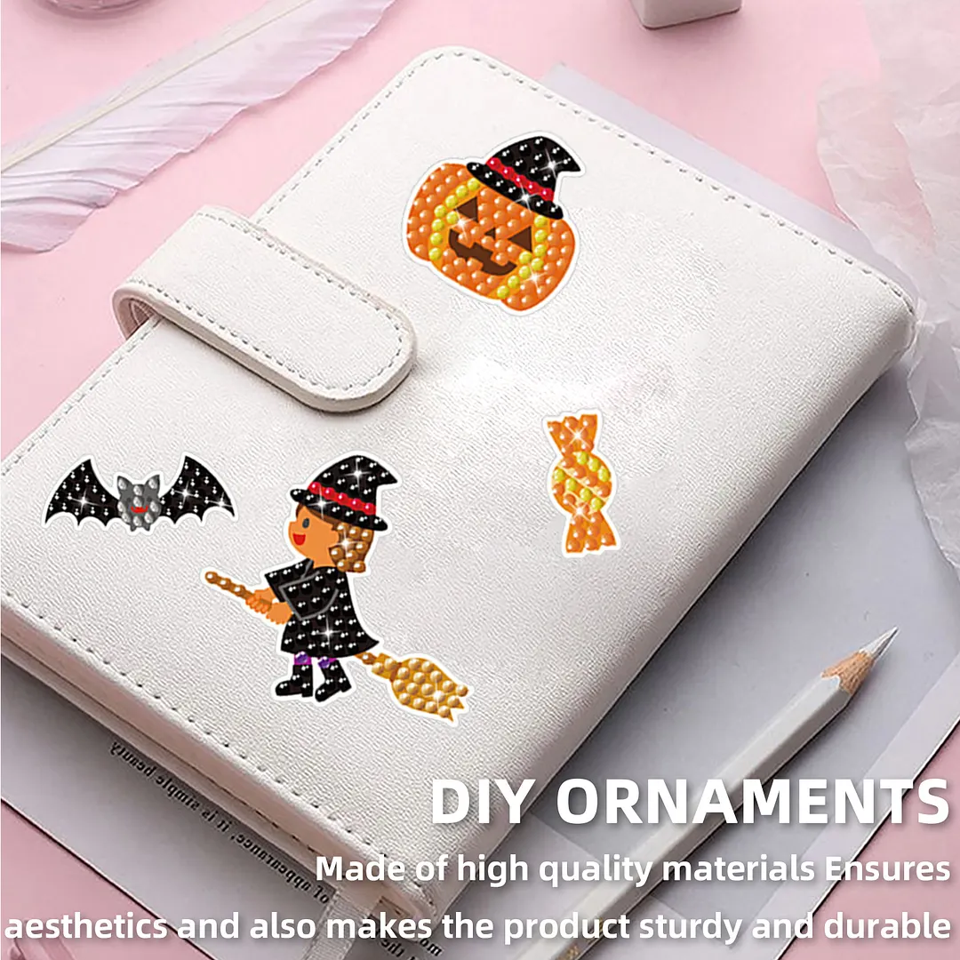 DIY Diamond Painting Sticker Diamond Art Stickers Arts and Crafts Decorative Diamond Stickers for Birthday Party Halloween Christmas Gifts (Halloween party)