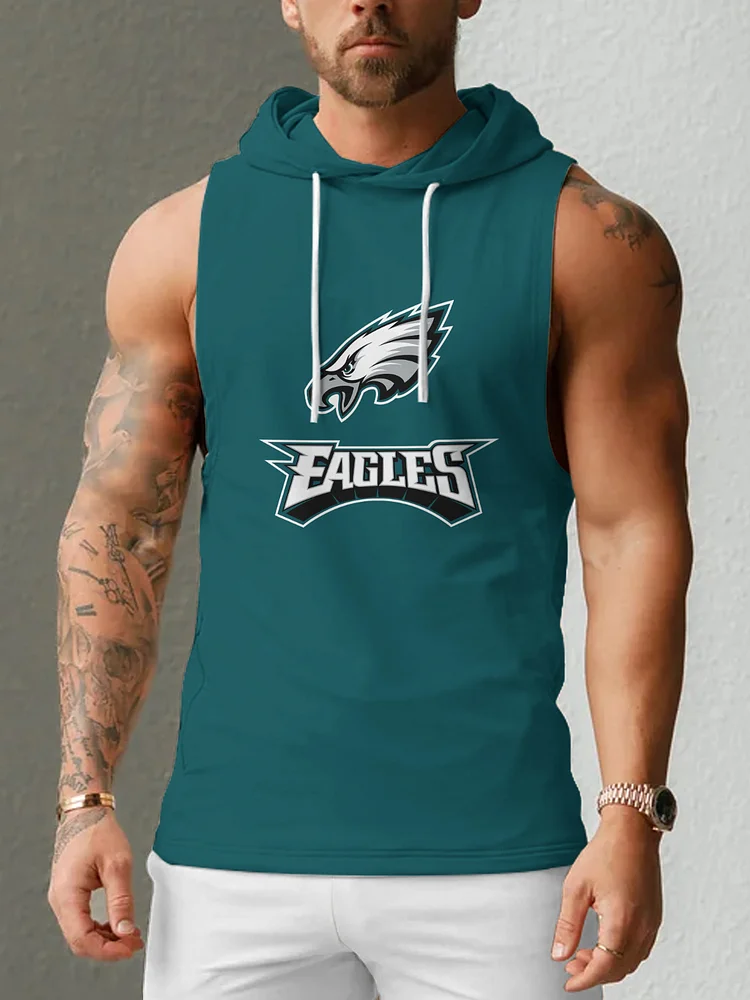 Philadelphia Eagles Men's  Casual Comfy Sleeveless Hooded Tank Top
