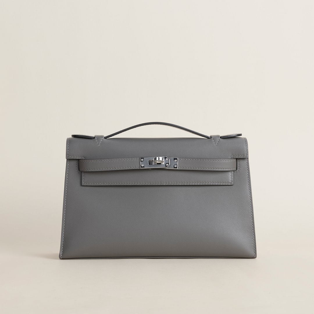 Kelly pochette Swift 0L Gris Mayer PHW