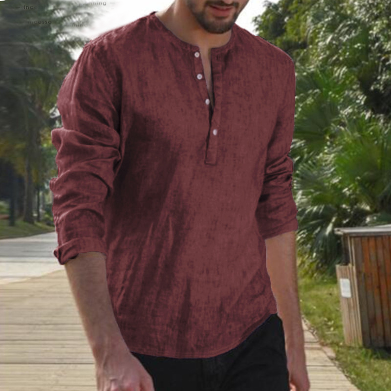 Plus Size Men Casual Shirt Long Sleeve Breathable Tops