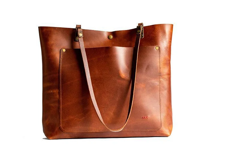 Vintage Rivet Stitch Detail Tote Double Side Pockets Shoulder Bag