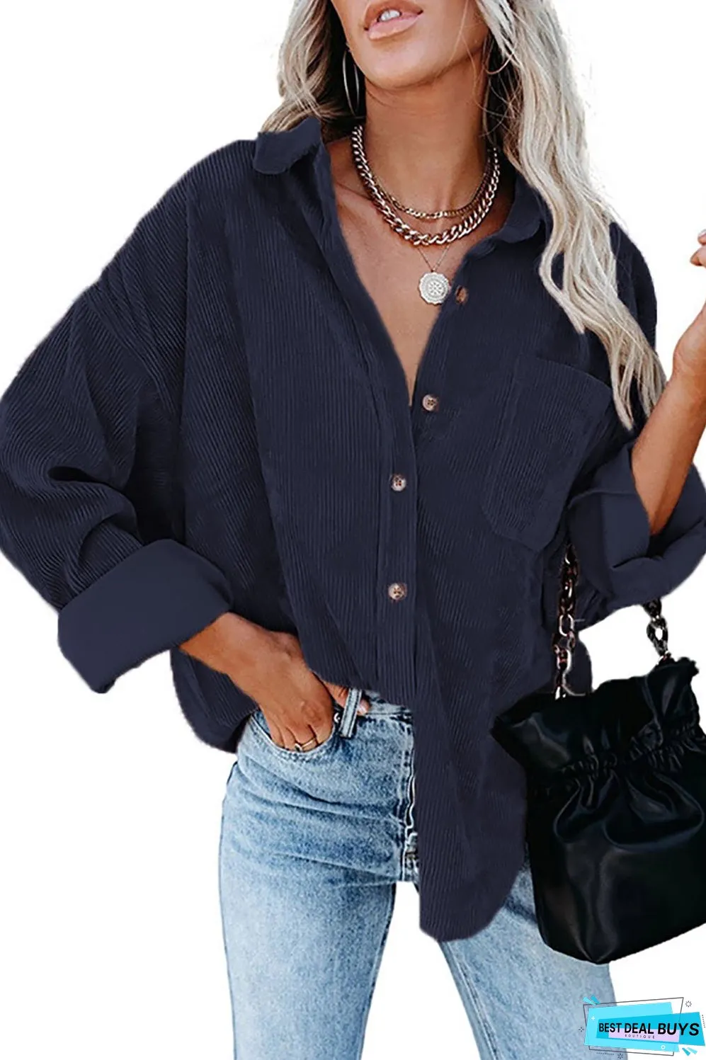 Corduroy Shacket Shirt Jacket Women