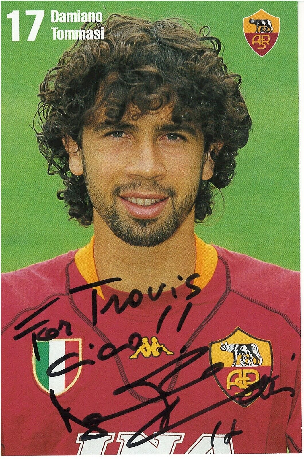 DAMIANO TOMMASI AS ROMA DEFENSIVE MIDFIELDER & ITALIAN WORLD CUP SIGNED Photo Poster painting