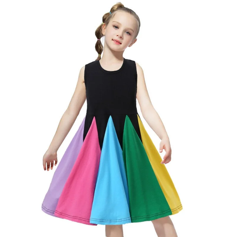 2021 Spring/Summer Girls Dress Brand New Arrival Kids Pastel Cotton Knee-length Princess Dress Up for Girls Casual Holiday Cloth