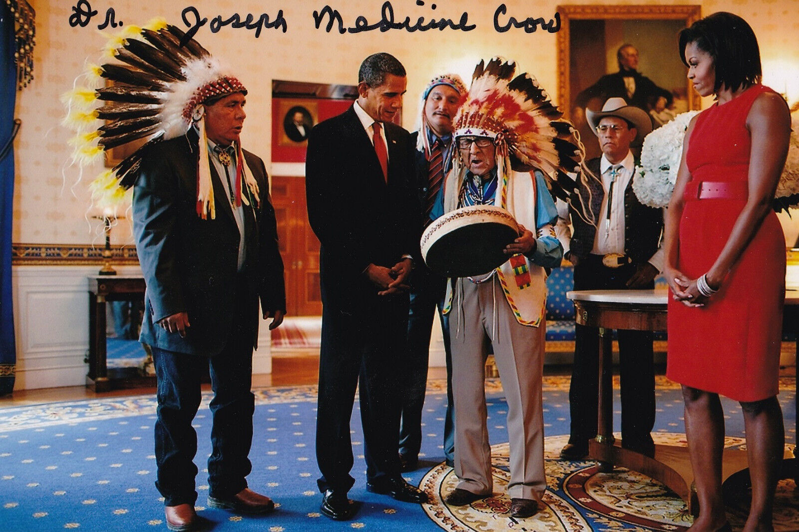 Dr. Joseph Medicine Crow Signed 4x6 Photo Poster painting World War II ETO US Army 103 Infantry