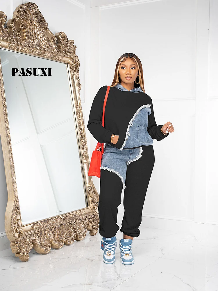 PASUXI 2025 New Women's Fashion Casual Sweatshirt Long Two-Piece Suit Wholesale, Slim And Versatile, A Must-Have For Fashion huanwei