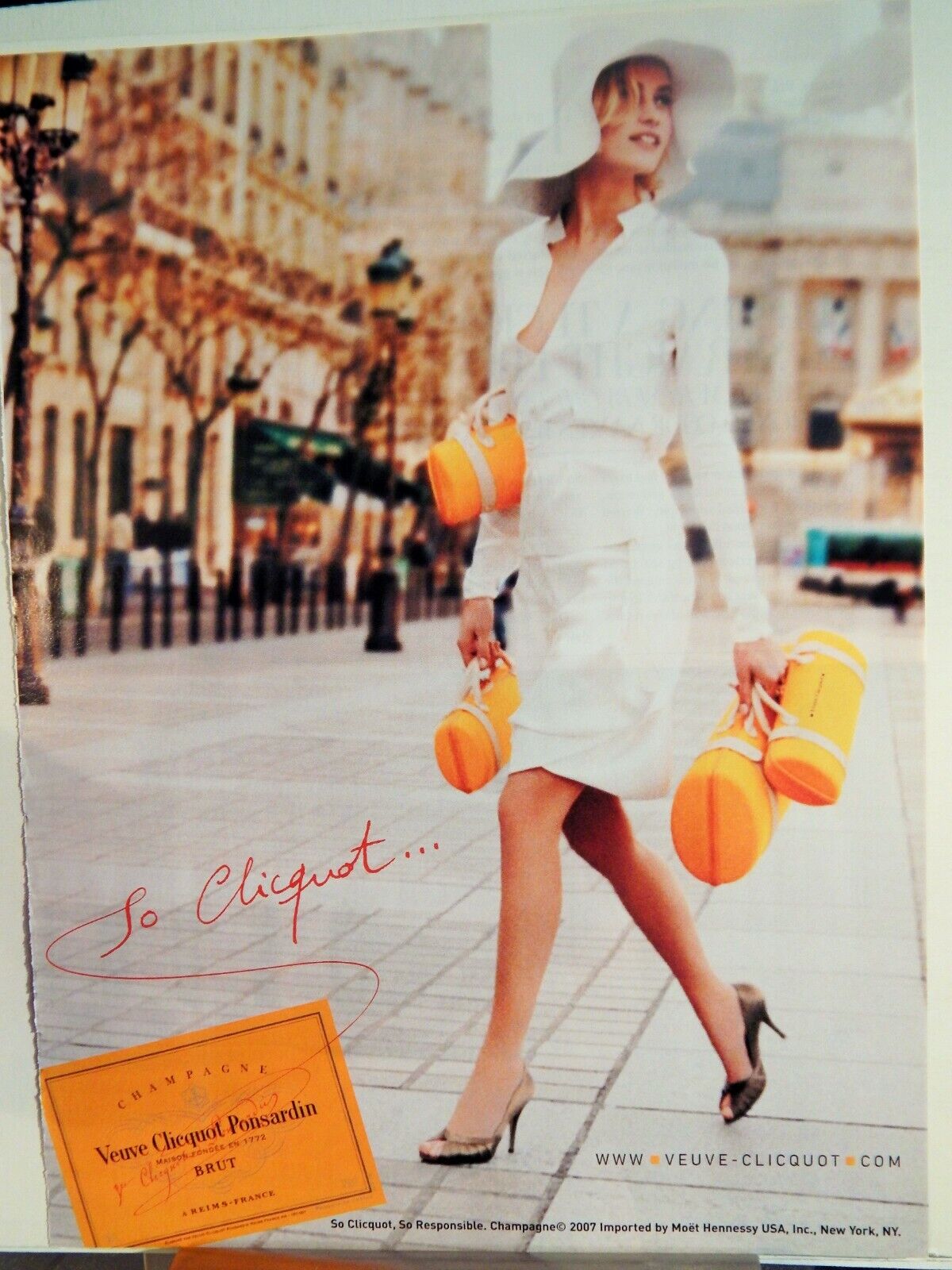 VEUVE CLICQUOT BRUT FINE CHAMPAGNE 2007 VTG Photo Poster painting AD, RARE EPHEMERA