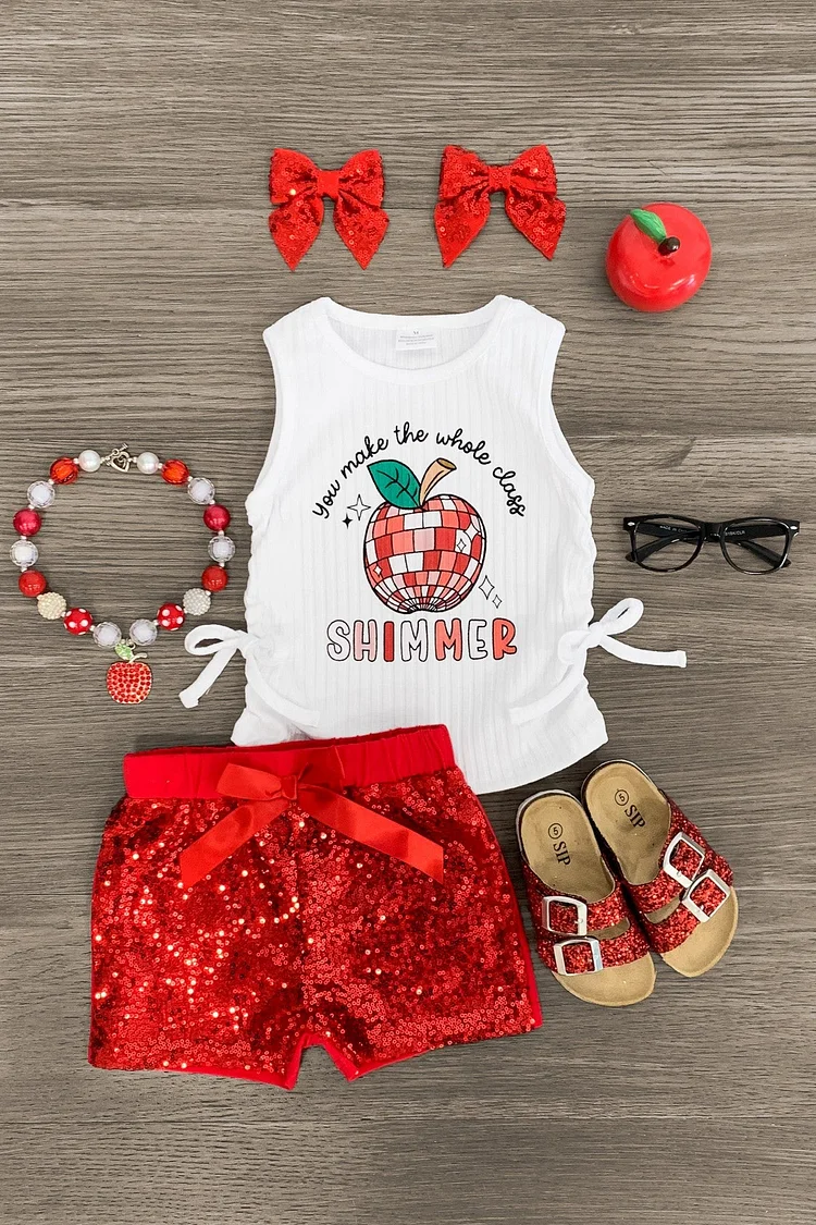 "You Make The Whole Class Shimmer" Sequin Short Set