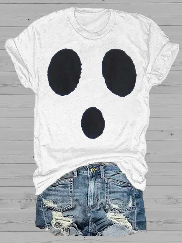 Women's Ghost Print Casual T-Shirt