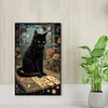 Chat noir-pleine peinture diamant rond-40 * 60cm-dp grande taille