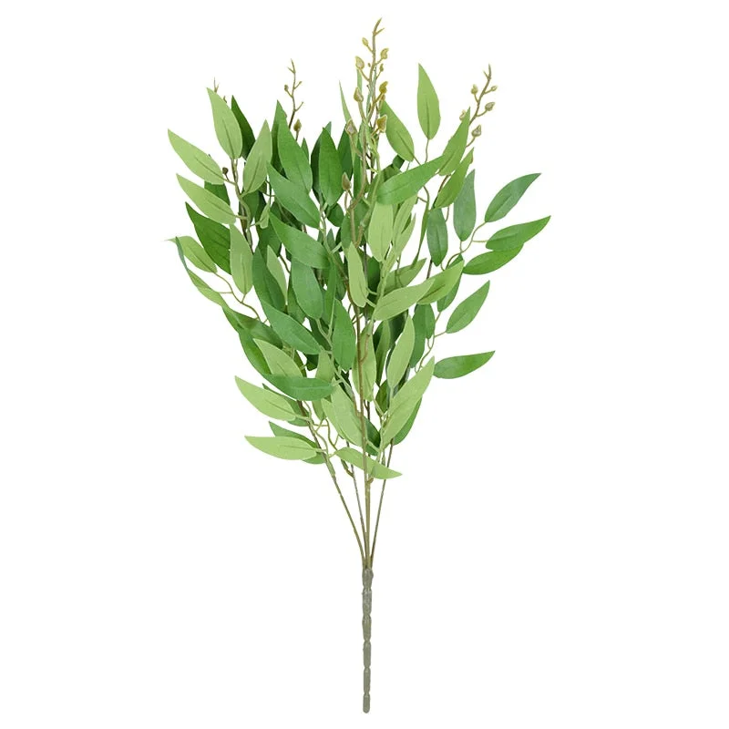 Silk Artificial Willow Bouquet Fake Green Leaves for Wedding Home Garden Vase Decoration Jungle Party DIY Plants Wreath