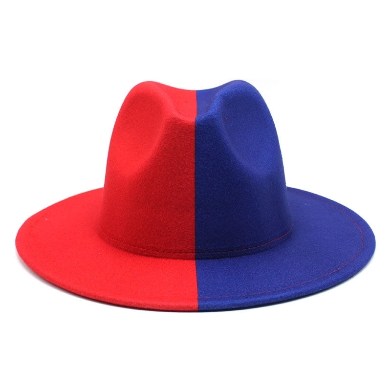 New Yin And Yang Double Color Matching Men’s And Women’s Woolen Felt Hat Autumn And Winter Fashion Flat Brim Jazz Hat 02