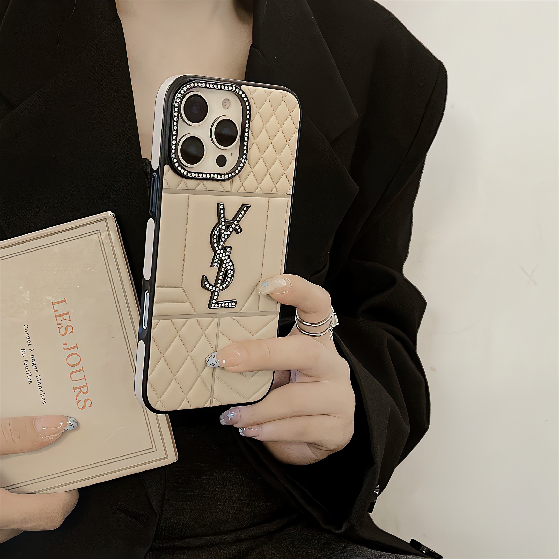 YSL New Lambskin Shiny Diamond Eye-catching Apple iPhone Case