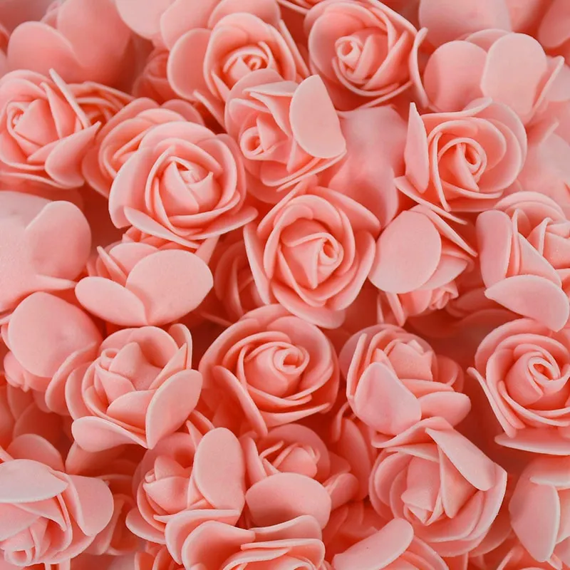 50/100/200Pcs Teddy Bear of Roses 3cm PE Foam Rose Head Artificial Flower Home Decorative Wreath Wedding Valentines Day DIY Gift