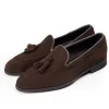 Luxury Tassel Mens Loafers Suede Leather Formal Shoes
