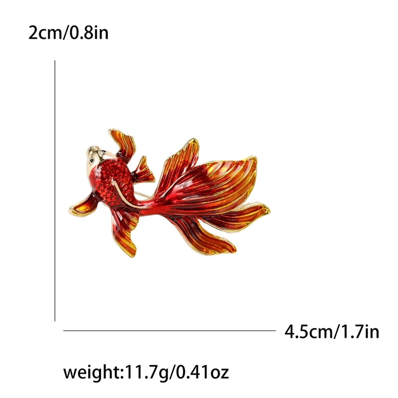 Chinoiserie Pin Goldfish Alloy Enamel Women’s Brooches