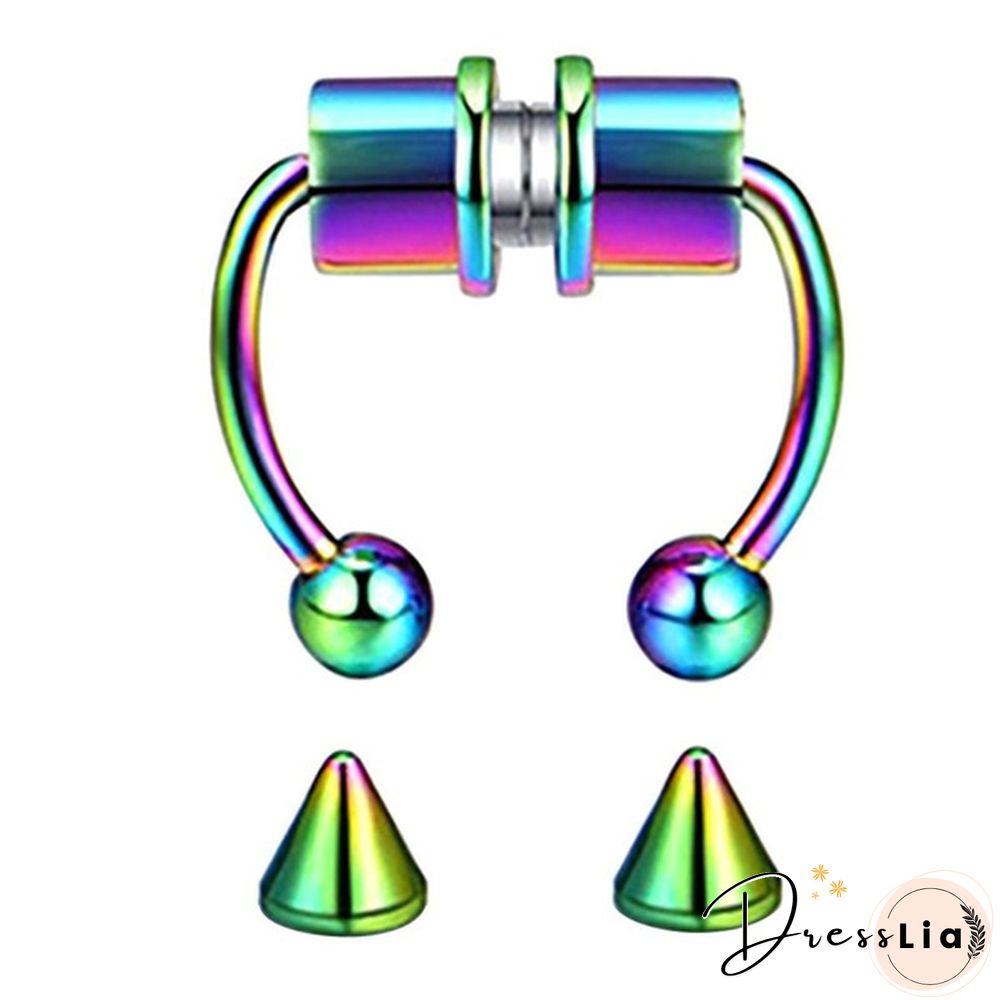 Magnetic Horseshoe Nose Rings 316L Stainless Steel Faux Septum Rings Fake Piercing Clip on Nose Hoop Rings Gift for Women Girl