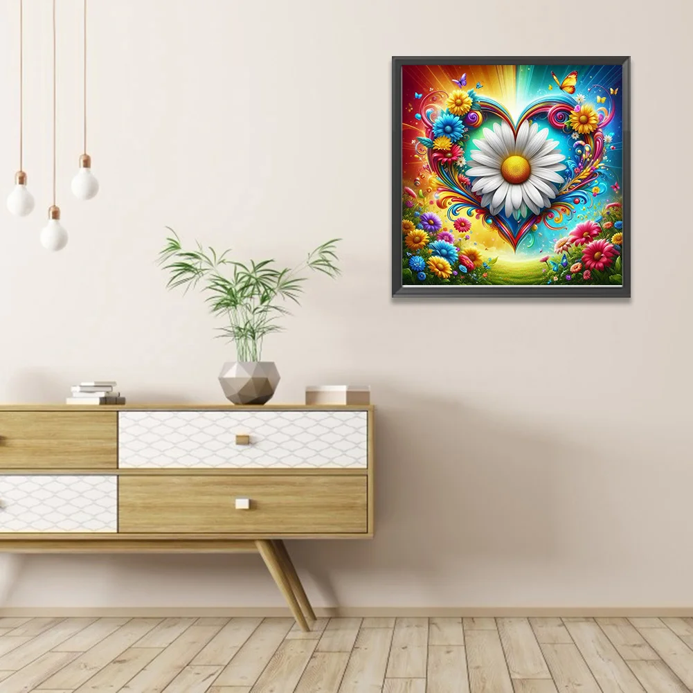 5D DIY Full Round Drill Partial AB Diamond Painting Flower Love Decor 45x45cm