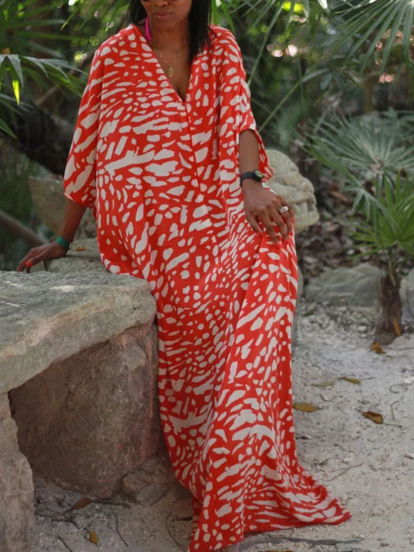 Loose Vacation Printed Women's Kaftan Dress