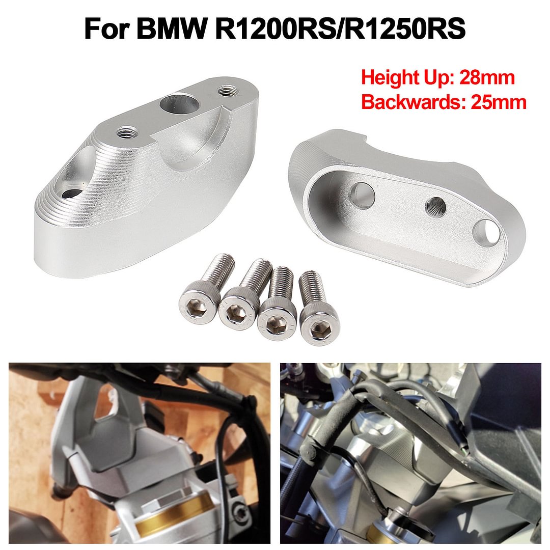 Handlebar Risers For BMW R1200RS 2015-2018, R1250RS 2018-Later Anodized Aluminum