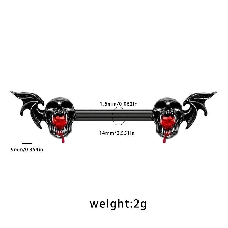 1 Piece Belly Rings Hip-Hop Funny Bat 316 Stainless Steel  Alloy Inlay Rhinestones