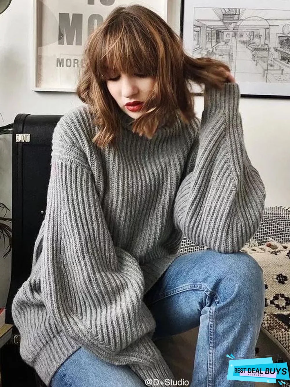 Round Neck Loose Knitting Sweater