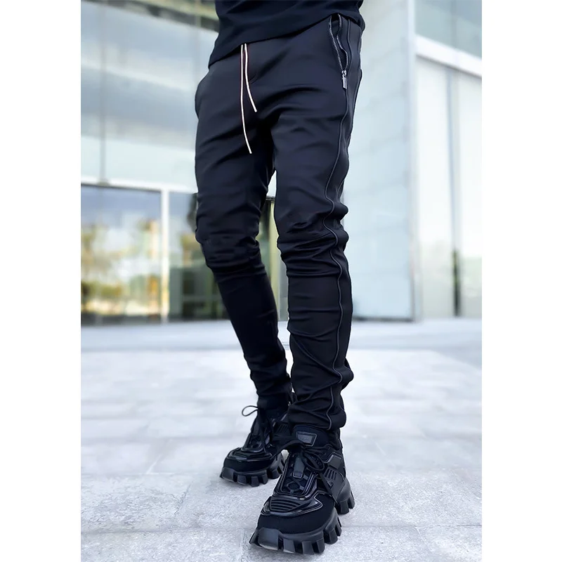 Workwear stretch multi-pocket reflective straight-leg sports casual trousers