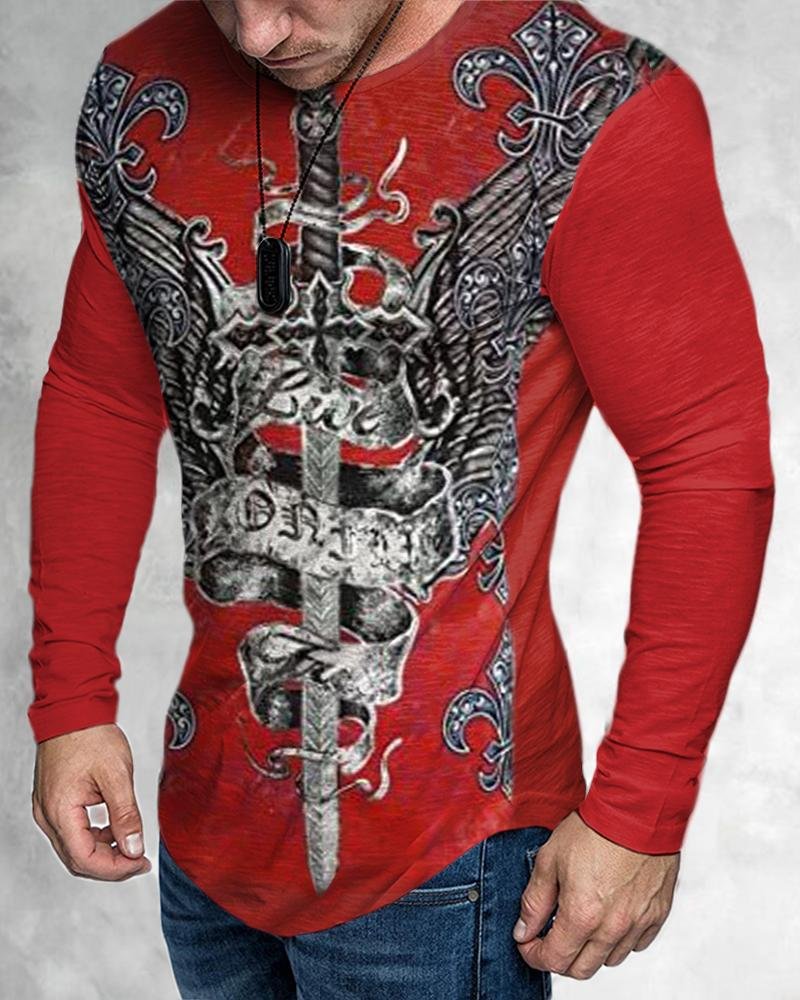 Men's Cross Print Long Sleeves