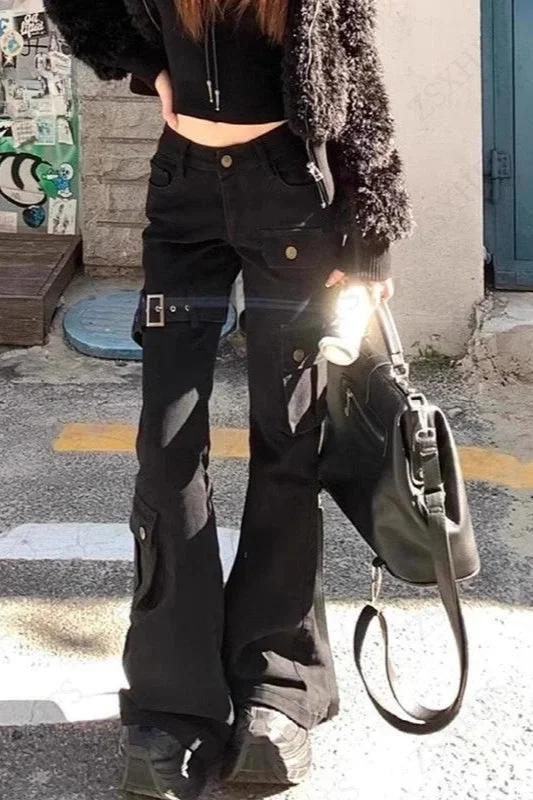 Low-Rise Cargo Flare Pants