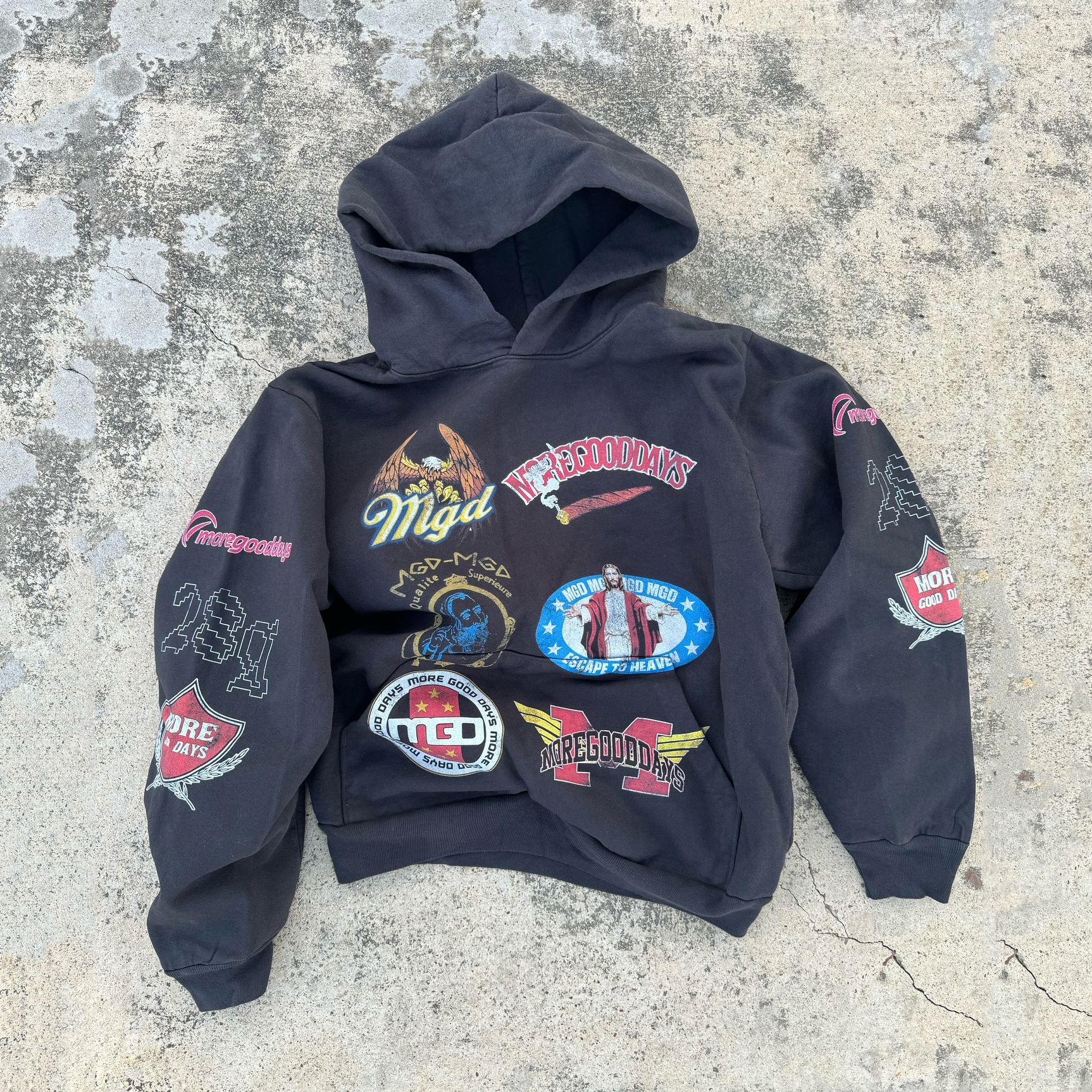 God casual street print hoodie