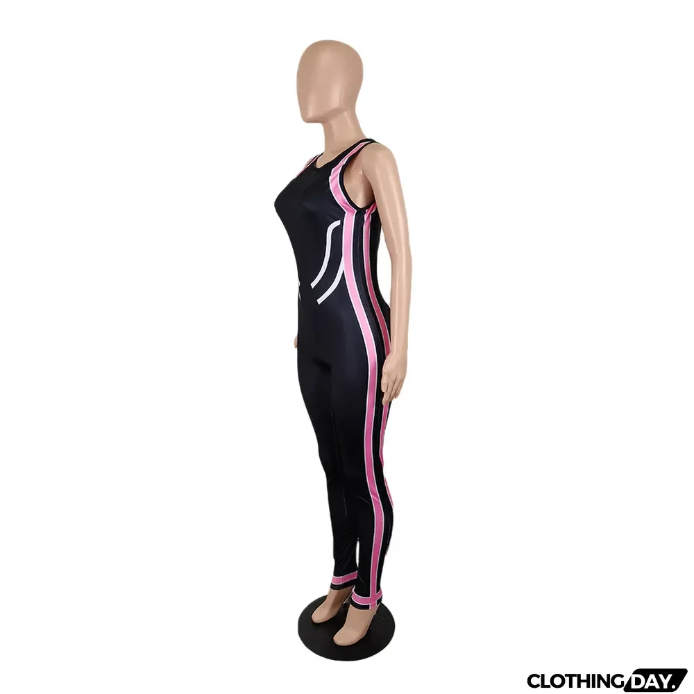 New Fashion Sports Printed Sleeveless Jumpsuit Plus Size