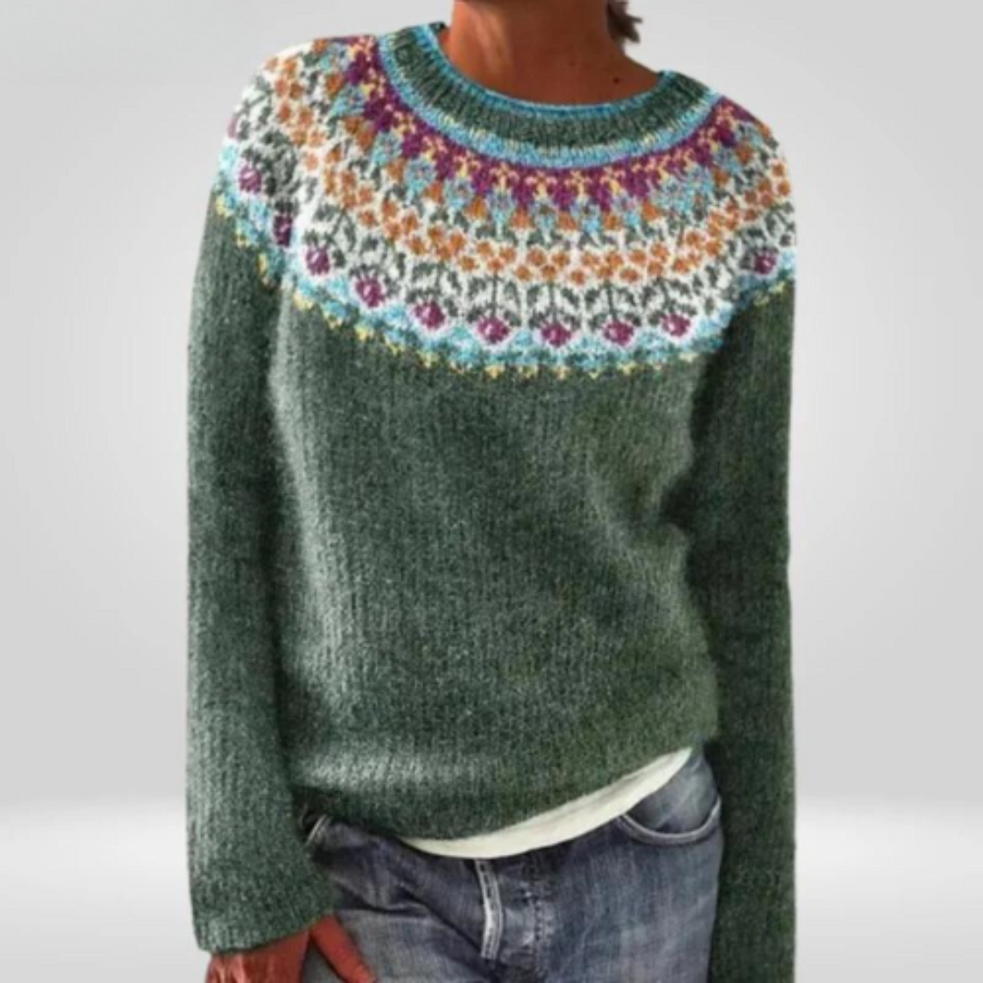 Warm women's sweater with a crew neck