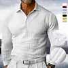 T-shirt da uomo a maniche lunghe con risvolto Waffle