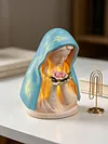 LED Mary Prayer Statue Night Light Warm Light Religious Mother Decor Lights Multi-Purpose Soft Glow Resin Statue Table Lamp for Spiritual Peace Comfort