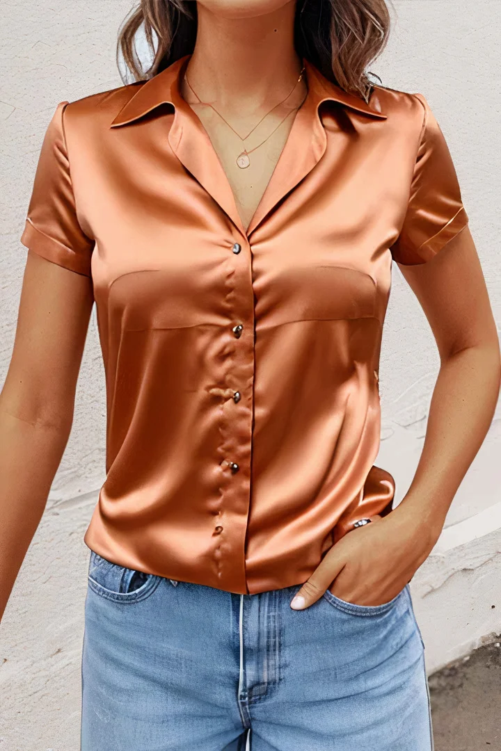 Satin Button Front Shirt