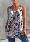 Plus Size Casual Floral Print Round Neck Casual Tank Top