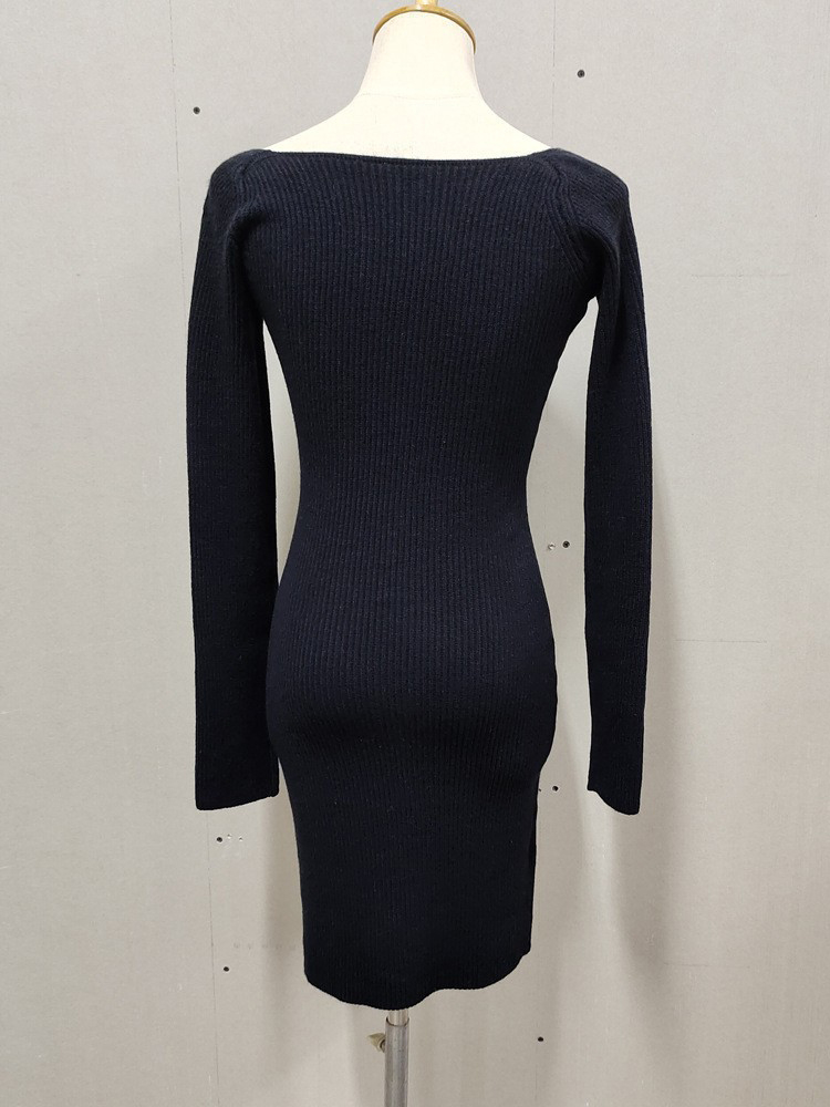 Ootddress Knit White Dress For Women Casual Long Sleeve Sweater Dress Female Slim Bodycon V-Neck Mini Dresses Spring 2025