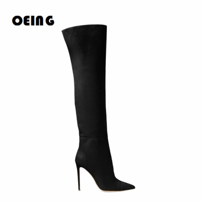 VCSHOES Women Faux Suede Leather Over The Knee Boots Pointed Toe Stiletto Thigh High Boots Dress Party Shoes Botas De Mujer