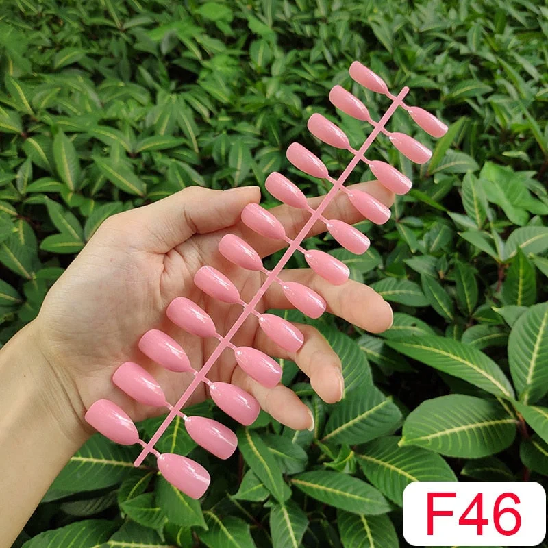 10 Sets Almond Shape False Nail Tips In Same Color 24 Pieces/Set 10 Sizes Press on Fake Nails DIY Manicure Finger Nail Tips-Nail Inspo