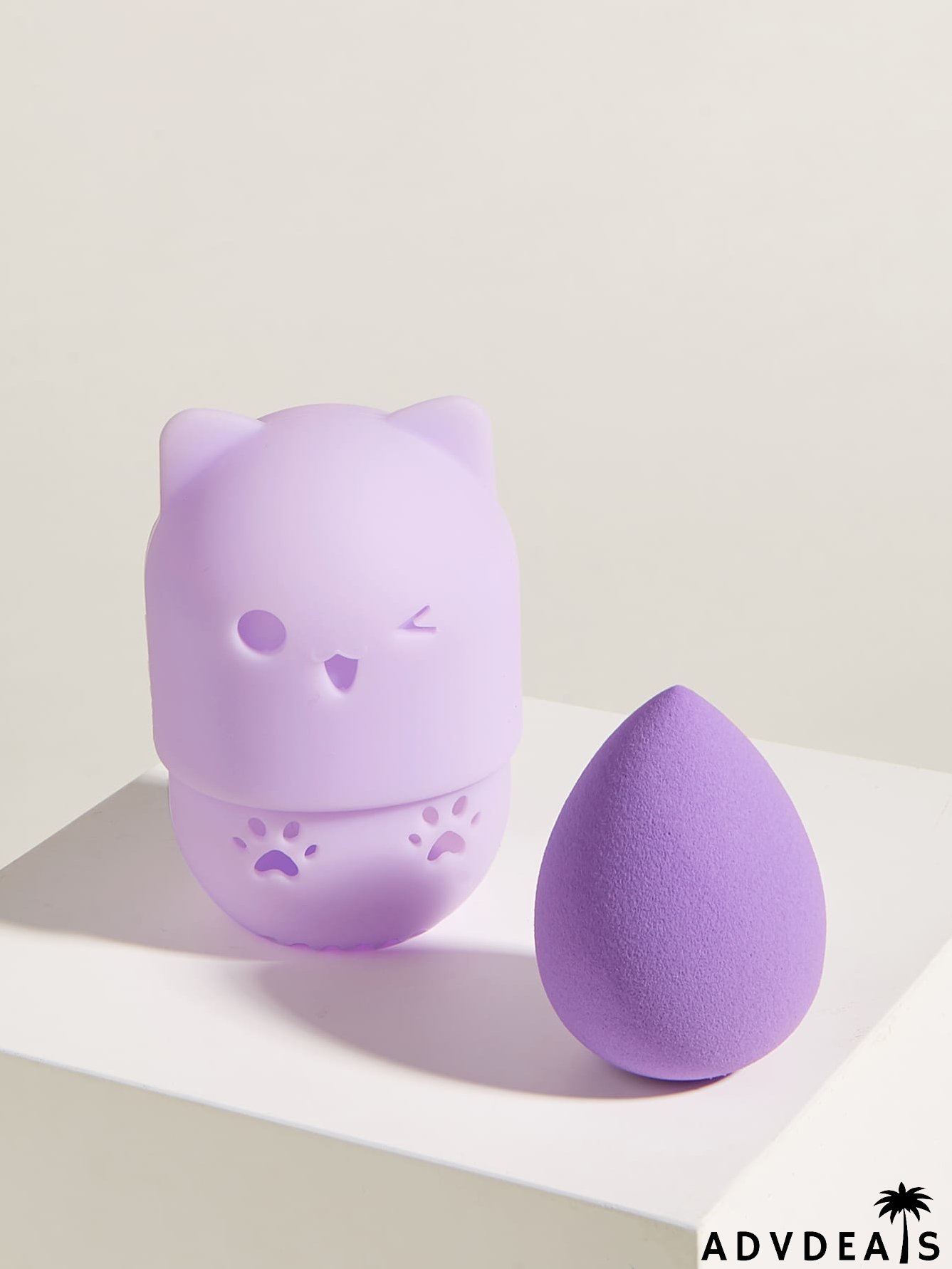 1pc Water-drop Makeup Sponge With 1pc Storage Box