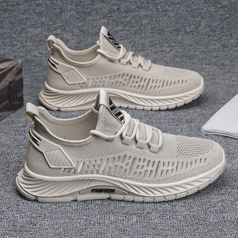 Men Breathable Mesh Leather Splicing Outdoor Casual Shoes