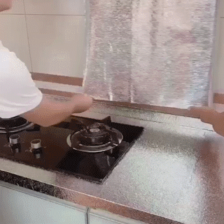 Image result for Aluminum Waterproof Kitchen Sticker gif