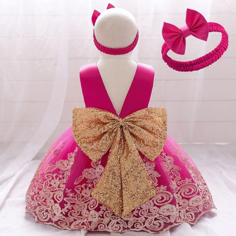 2021 Summer Newborn Tutu Dress 1st Birthday Dress For Baby Girl Clothes Big Bow Princess Baptism Dresses Ceremony Party Dress