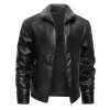 💥 2025 Hot Sale! Men's Leather Jacket Winter Coat with Fleece Collar
