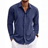 Camicia da uomo a maniche lunghe in cotone e lino con revers