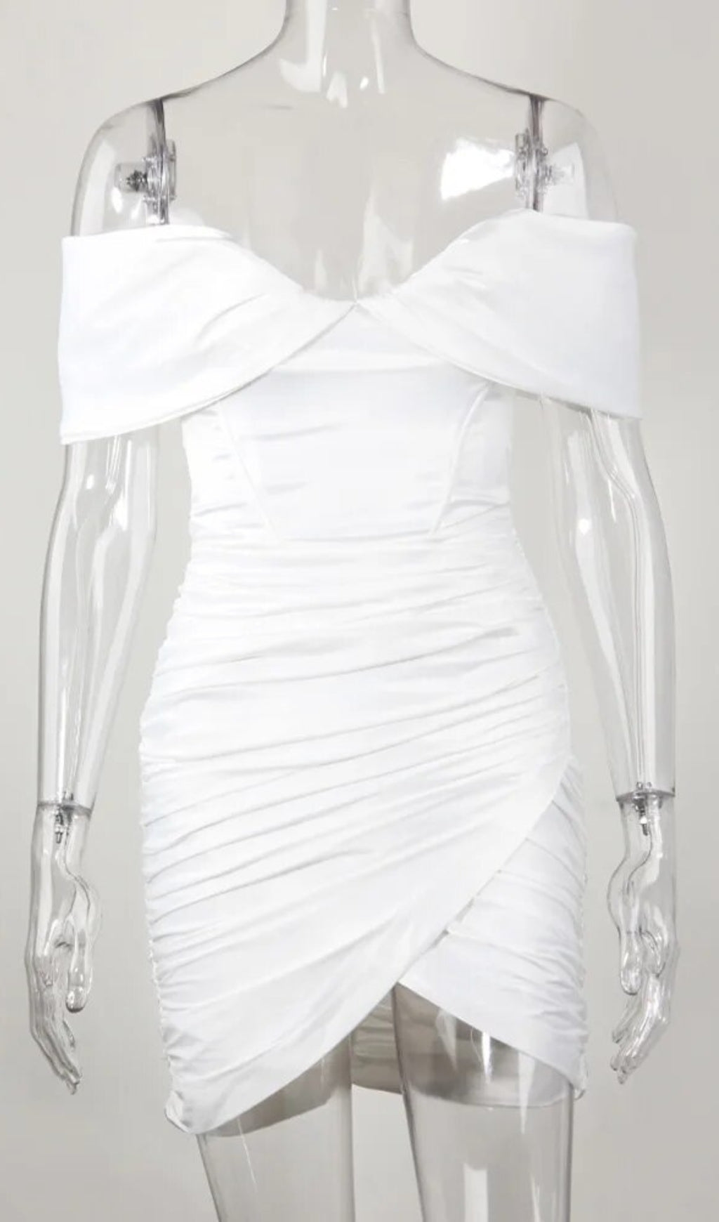 IVORY TUBE TOP PLEATED DRESS