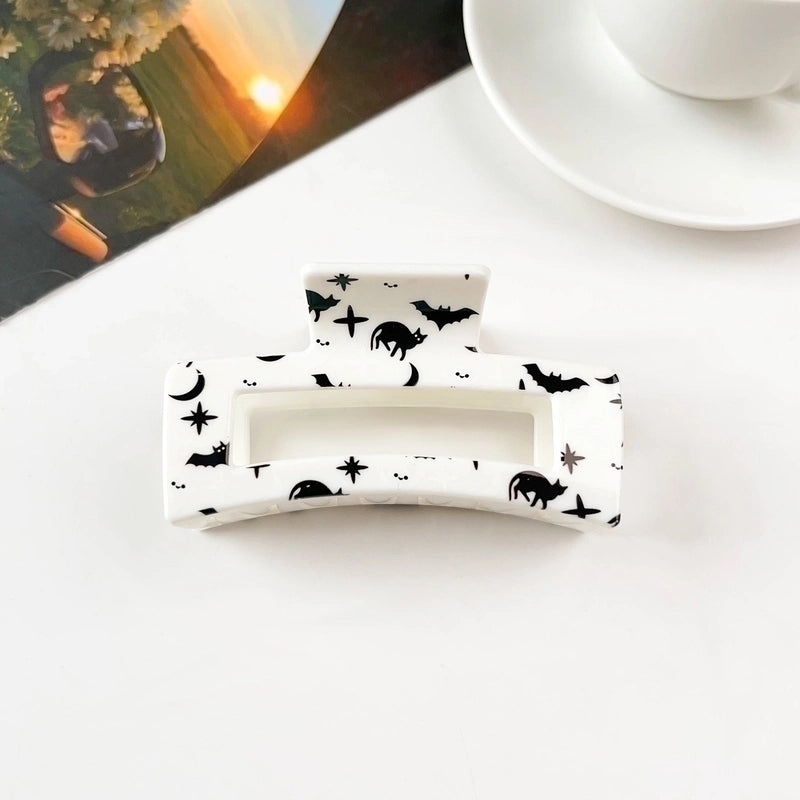 Halloween Minimalist Commute Women’s Pumpkin Flower Checkered Plastic Hair Claws