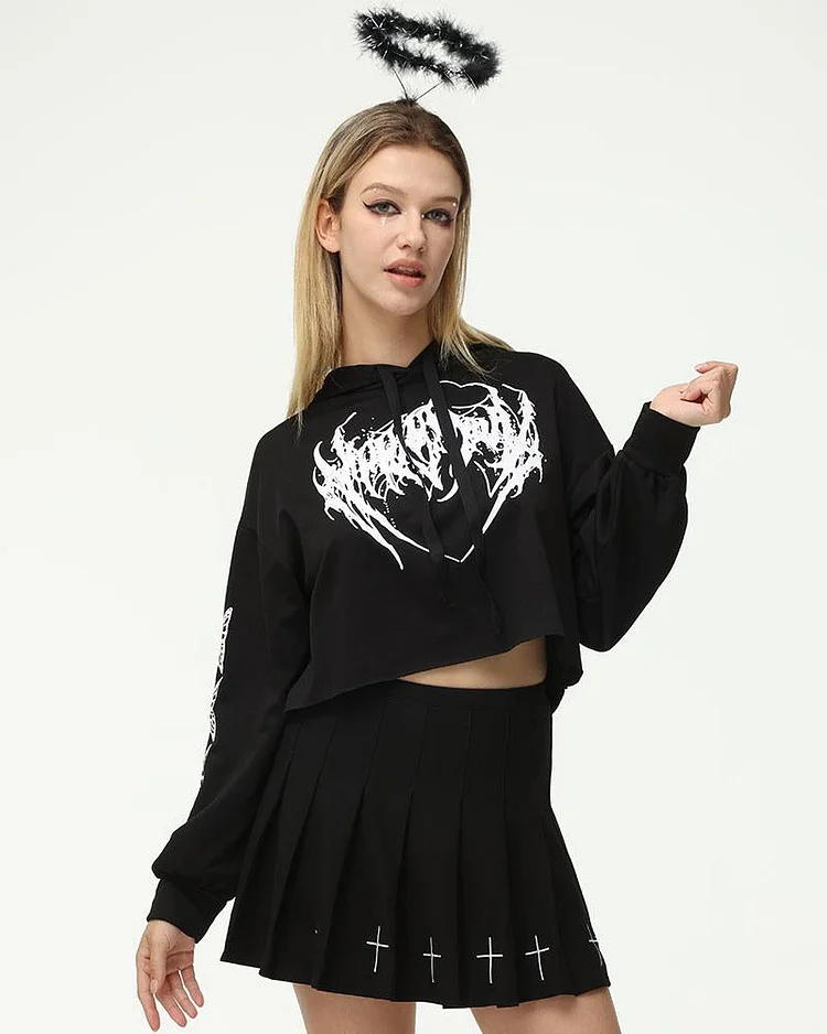 Gothica Wings Cropped Hoodie